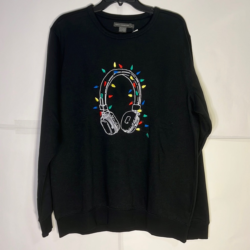 Men’s French Connection Christmas Lights With Headphone Crewneck Sweatshirt